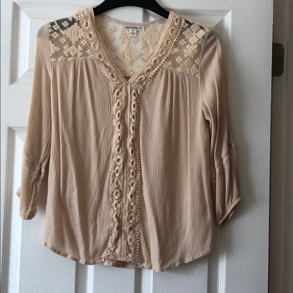 John Paul Richard Women Plus Size 1x 2x 3x Navy Blue Crochet Tunic Top Blouse